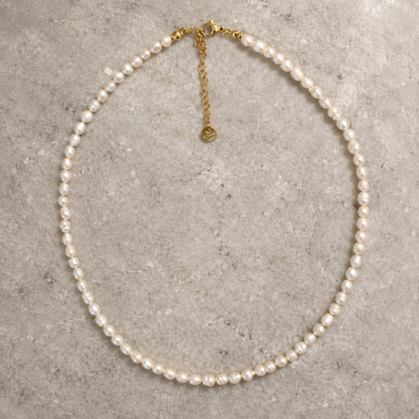 Collar de Perlas Alba con perlas blancas y acero inoxidable dorado Collar de Perlas Alba con perlas blancas y acero inoxidable dorado