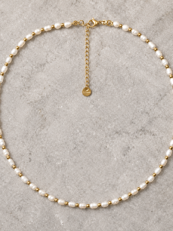Collar de Perlas Lía con separadores dorados