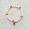 Pulsera de Cuarzo Rosa Aura Pulsera de cuarzo rosa natural Aura con detalles dorados