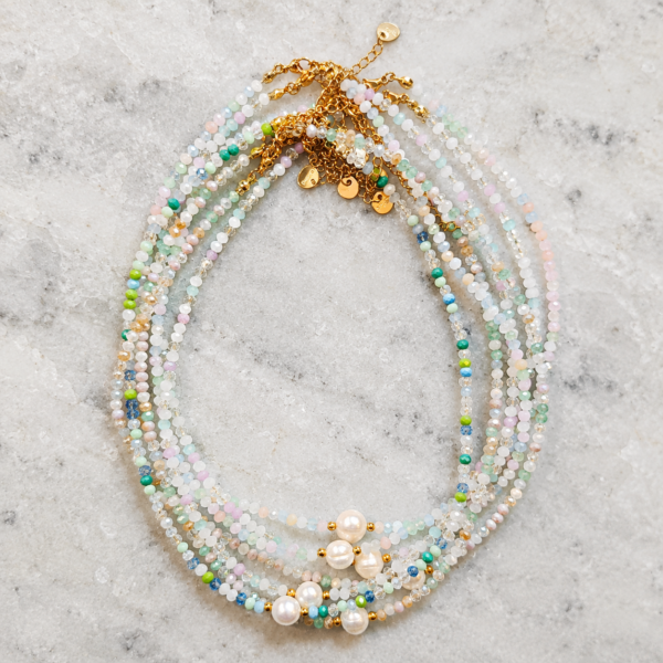 Collar de Cristal Aurora | Míneral Joyería Collares de Cristal Aurora en cuatro combinaciones de color