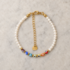 Pulsera de Chakras Alma con perlas cultivadas y ojo turco