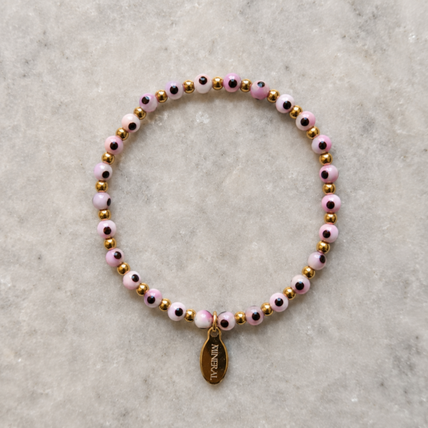 Pulsera de Ojo Turco Nazar Pulsera de ojo turco rosa Nazar con separadores dorados de acero inoxidable