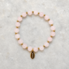 Pulsera de cuarzo rosa natural Esencia con detalles dorados