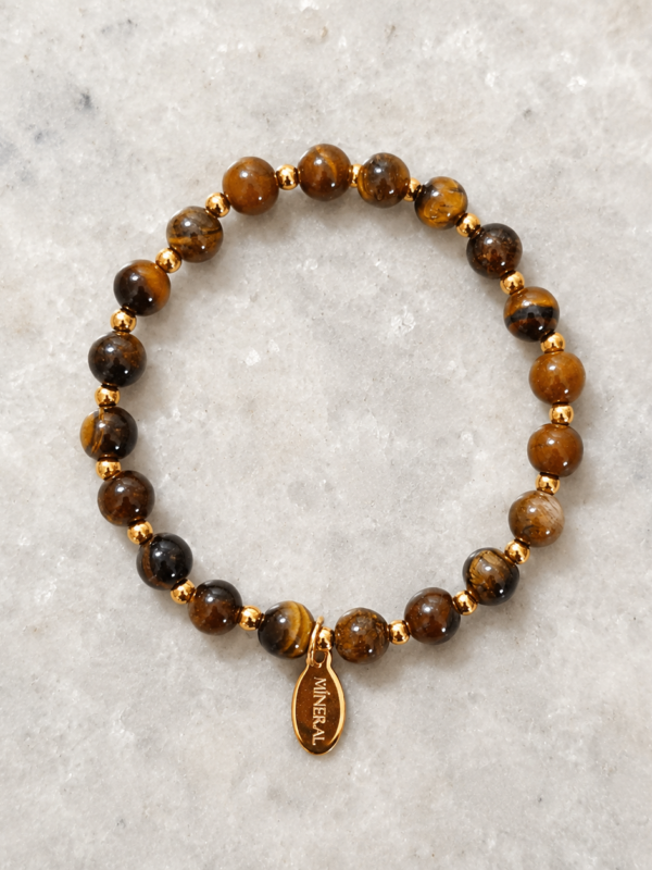 Pulsera de Ojo de Tigre Esencia Pulsera de ojo de tigre con detalles dorados