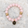 Pulsera de Cuarzo Rosa Éter Pulsera de cuarzo rosa natural Éter con detalles dorados