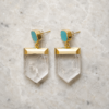 Aretes de Cuarzo Claro Eira | Míneral Joyería Aretes de cuarzo claro y howlita azul Eira con cobre dorado | Míneral Joyería