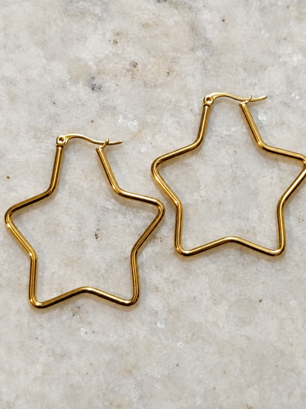 Aretes de estrella Astra en acero inoxidable dorado – Míneral Joyería