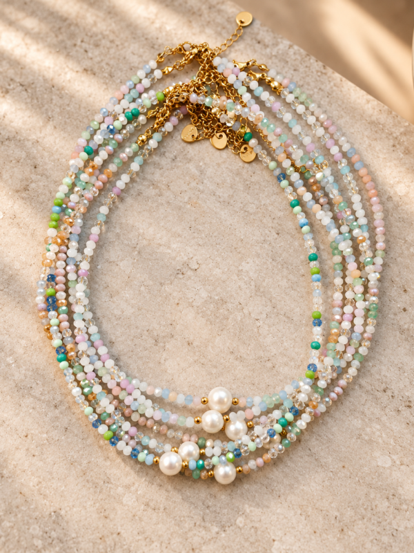 Collares de Míneral Joyería con piedras naturales y perlas