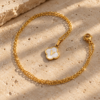 Collar de Nácar Fortuna con Inicial | Míneral Joyería Collar de Nácar Fortuna con dije de trébol e inicial en concha nácar